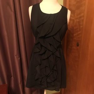 Black ruffled cocktail dress